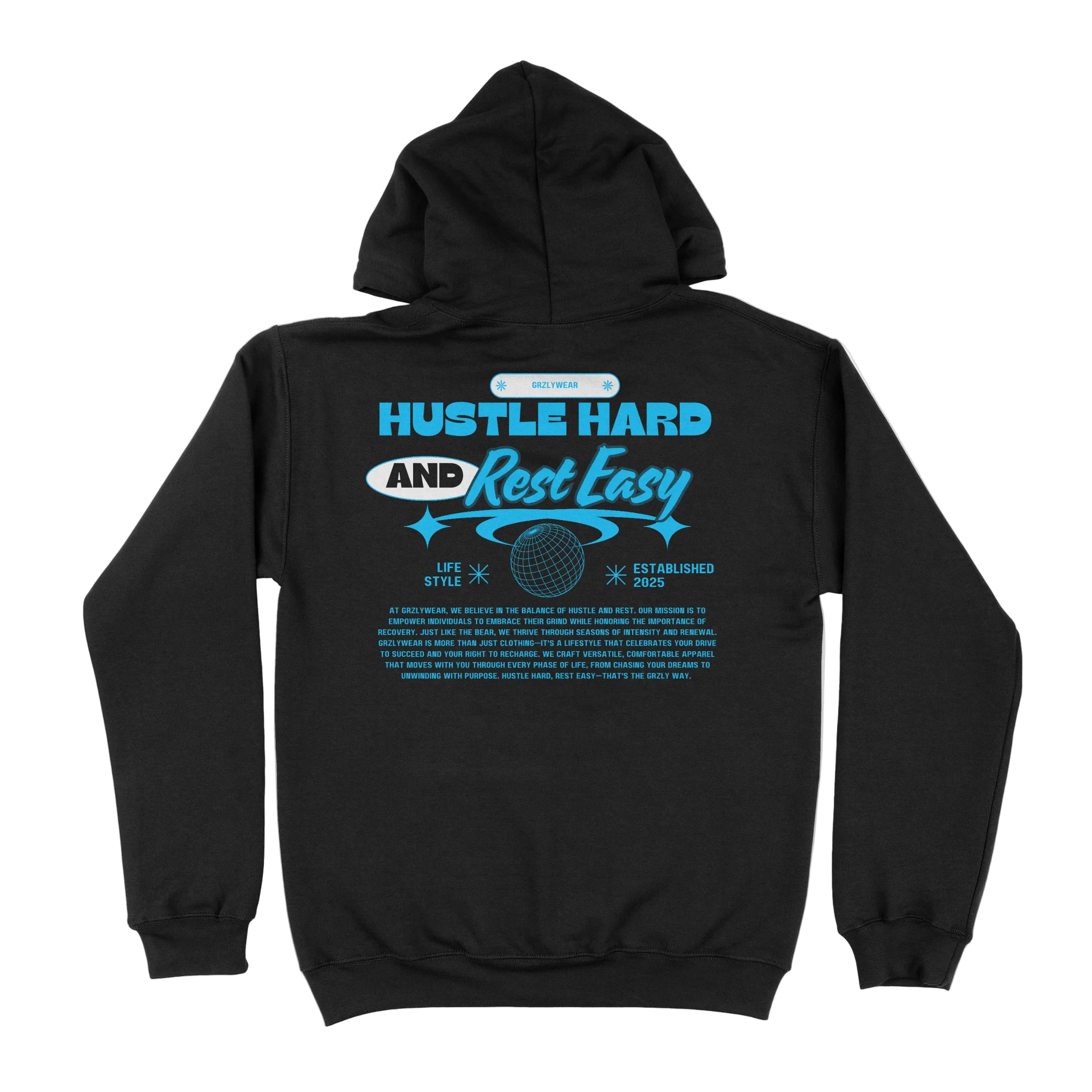 GRZLYWEAR ESSENTIAL HOODIE - Blue Logo